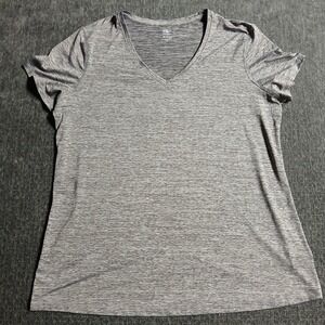 Athletic Works Womens Grey Space Dye V-Neck Short Sleeve Activewear Tee XXL 20